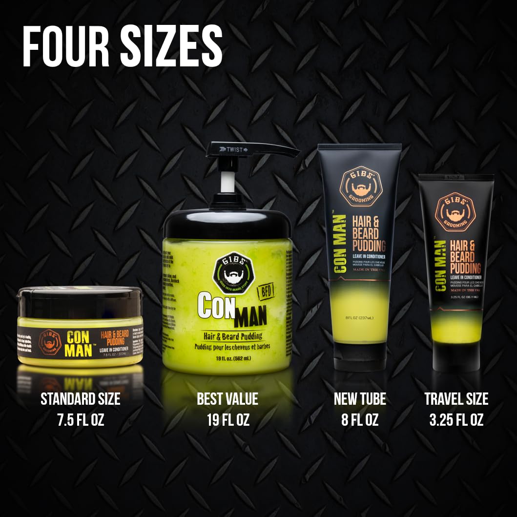 GIBS Grooming Con Man Hair & Beard Pudding, 19 Fl Oz