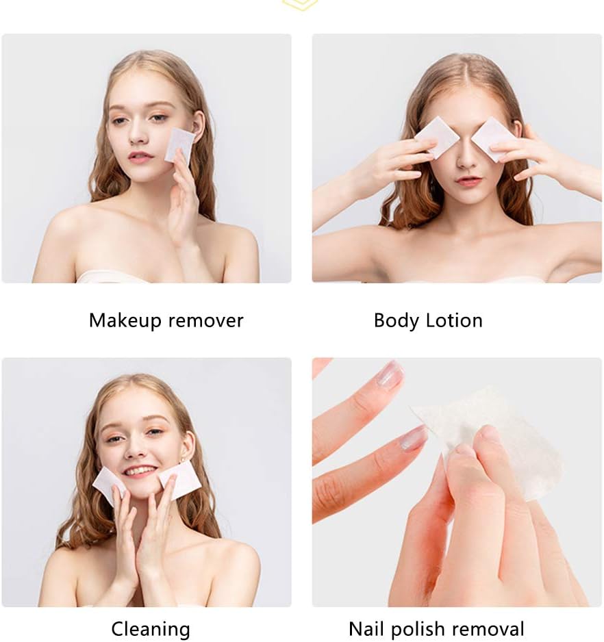 1000 PCS Thin Makeup Facial Cotton Pads, Square Facial Lips Eyes Makeup Remover Pads, Nails Polish Remover Cotton Pads, Non-Woven, Soft, Lint Free