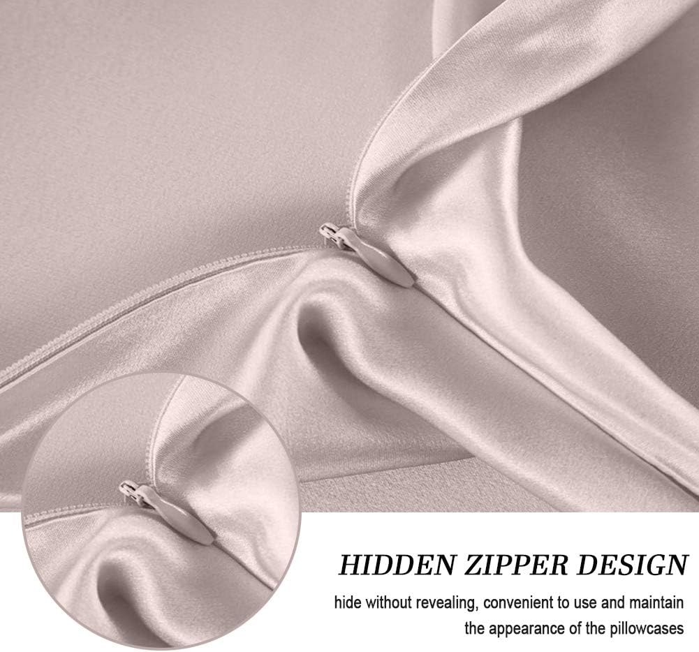 100% Mulberry Silk Pillowcases Set of 2 for Hair and Skin and Super Soft and Breathable Standard Size Nature Silk Pillowcases (Standard, Apricot Gray)