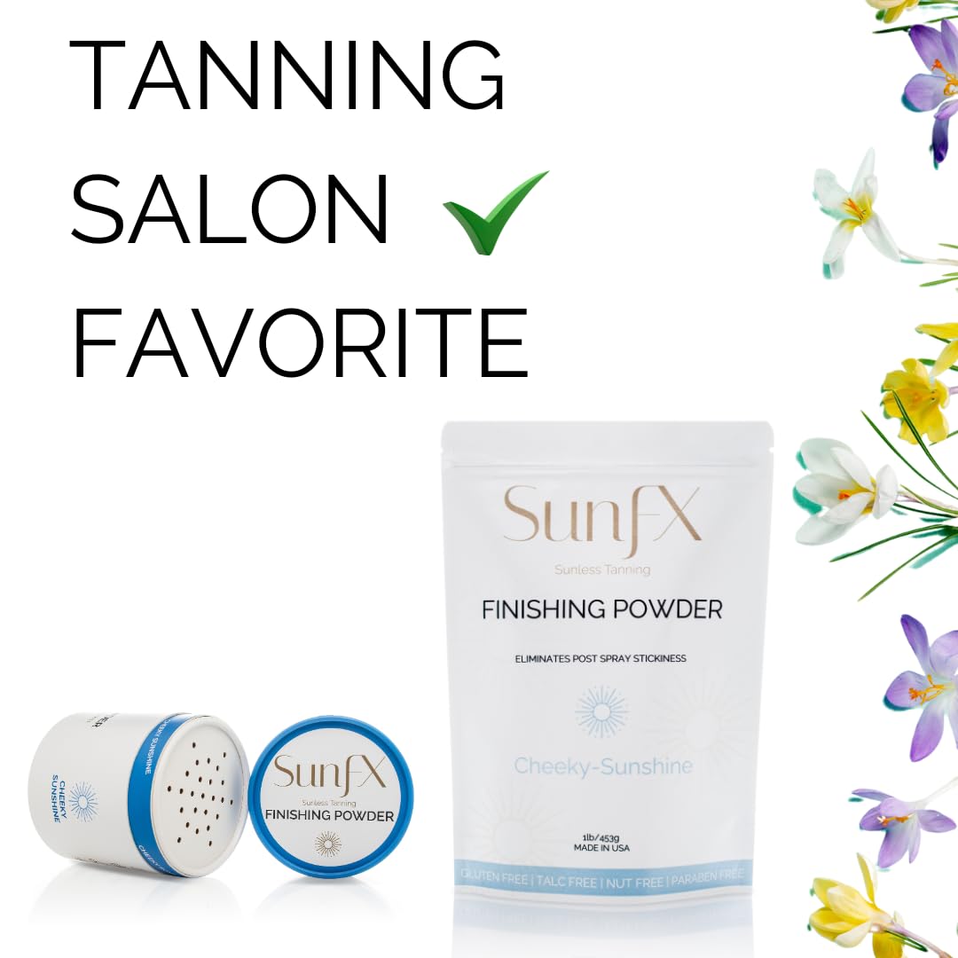 SunFX Post Spray Tan Translucent Finishing Powder | Talc Free | Sunless Tanning Setting Powder | Shimmer | Cheeky Sunshine 4.00 Ounce (Pack of 1)