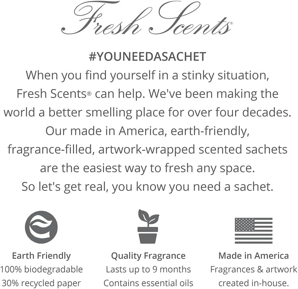 WillowBrook | Fresh Scents Scented Sachet Packet | Hello Gorgeous | Air Freshener Bags for Drawers, Closets, Cars | 6 Pack | Long Lasting Home Fragrance