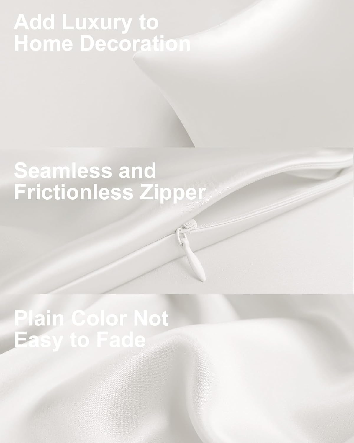 THXSILK Set of 2 100% Silk Pillowcase for Hair and Skin, Both Sides Grade 6A+ Mulberry Silk Pillow Case with Hidden Zipper, Soft and Smooth White Pillowcase, Queen Size 20"x30"