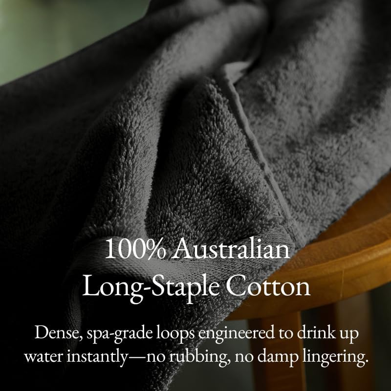 Italic Ultraplush 100% Australian Cotton Bath Sheets - Set of 2 Luxury Extra Large Heavy Duty Bath Sheets, 800GSM Plush and Absorbent, Bath Sheets for Hotels, Bath, Gym & Spa (Charcoal)