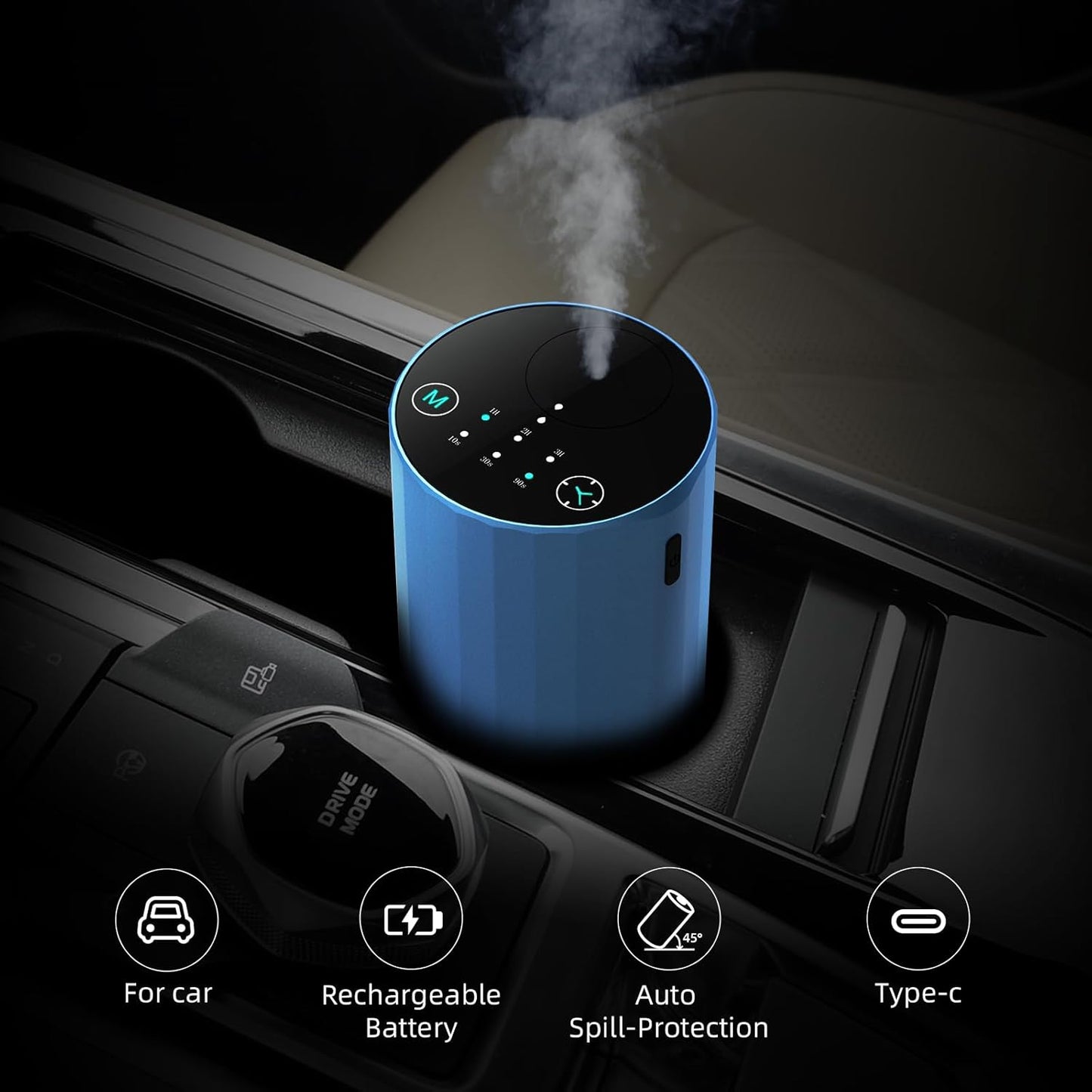 Waterless Essential Oil Diffuser Aromatherapy Scent Diffusers for Home Large Room, Bedroom, Car, Office, Desk, Battery Operated Mini Portable Air Freshener (Blue)