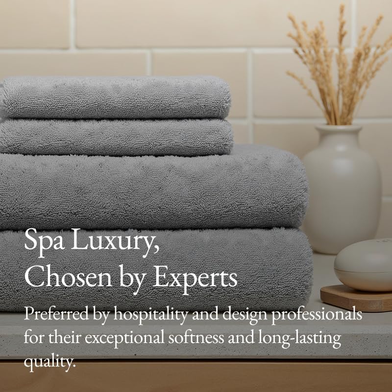 Italic Ultraplush Australian Cotton Washcloths - Set of 2 Luxury Plush Face Wash Cloths, Soft and Absorbent 800 GSM 100% Cotton Washcloth for Bathroom, Spa, Gym, Face and Body (Light Grey)