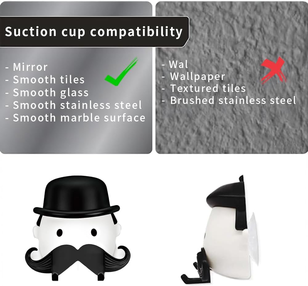 Suction Cup Shaver Holder, Gentleman Shaver Holder, Suitable for Shower, Bathroom, Bathroom, Unique Gift