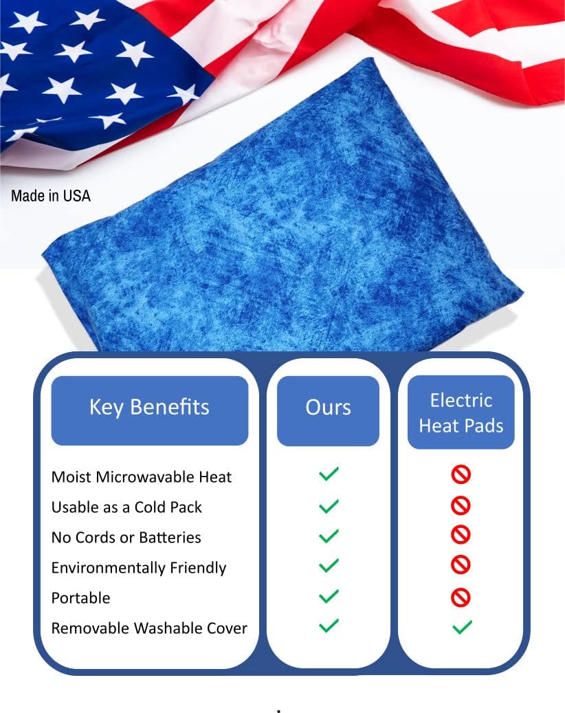 Microwavable Corn Filled Heating Pad and Cold Pack/Washable 100% Cotton Cover (Etched - Cobalt, 7.5in W x 11in L)