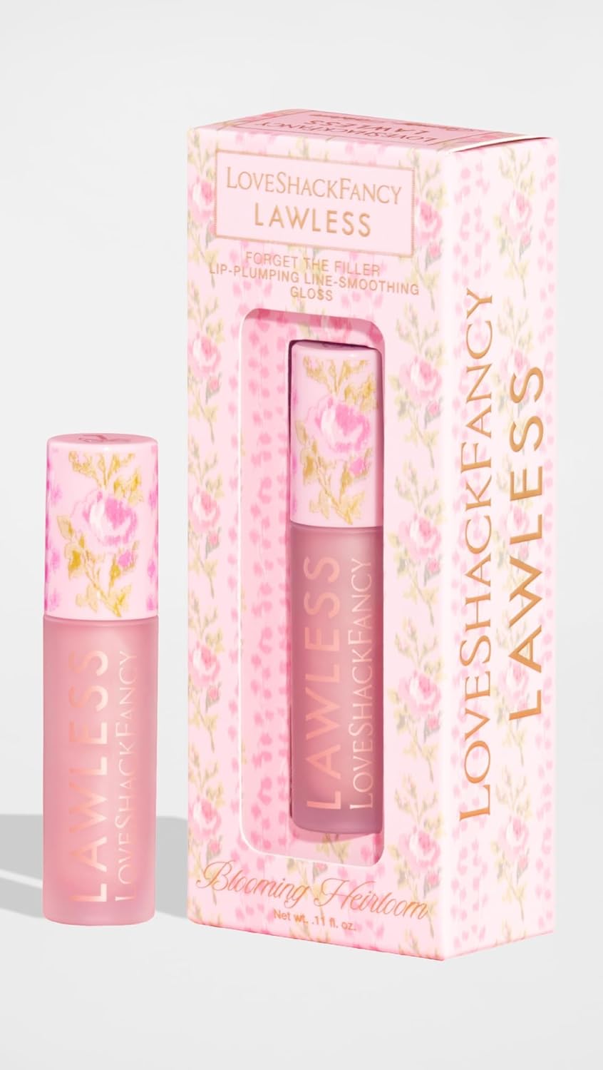 Lawless Women's x LoveShackFancy Forget The Filler Lip Plumping Gloss, Blooming Heirloom, Pink, 0.11 Ounce