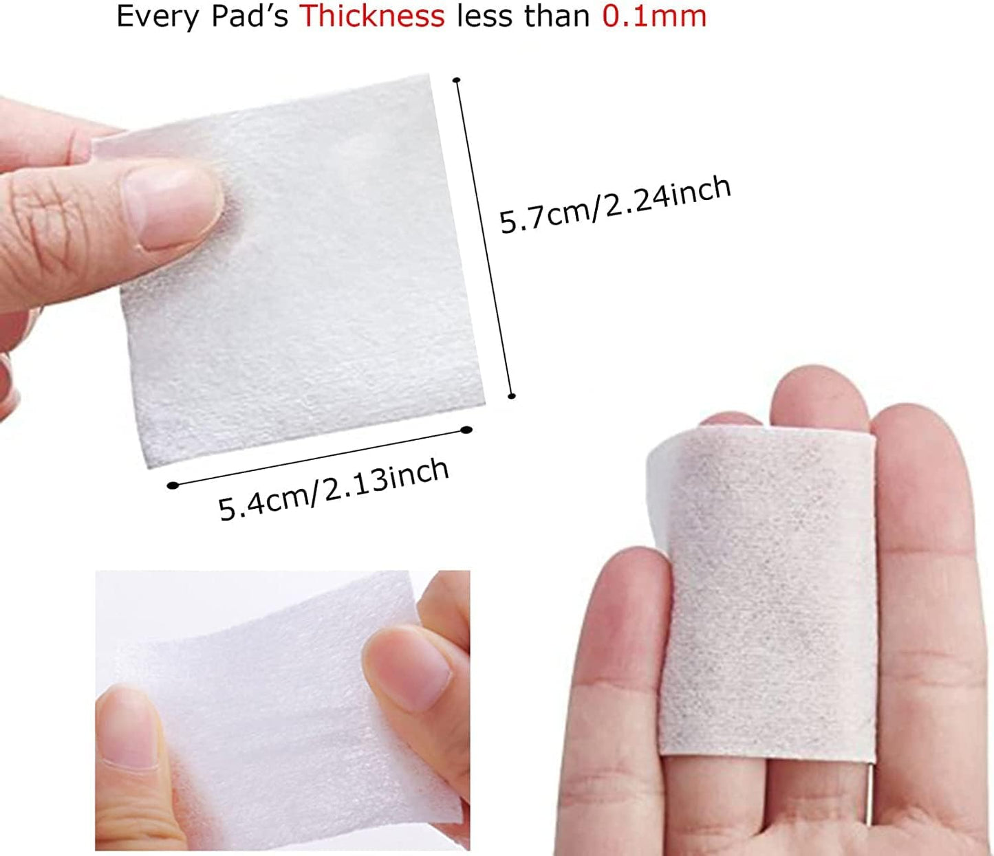 1000 PCS Thin Makeup Facial Cotton Pads, Square Facial Lips Eyes Makeup Remover Pads, Nails Polish Remover Cotton Pads, Non-Woven, Soft, Lint Free