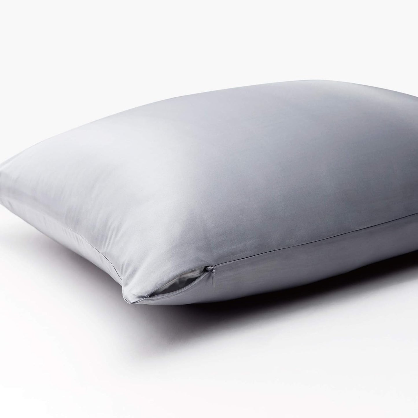 JUWENIN,Luxury Satin Pillowcase with Zipper (Silky Satin Pillow Case for Hair) Set of 2 (Standard, Silver)