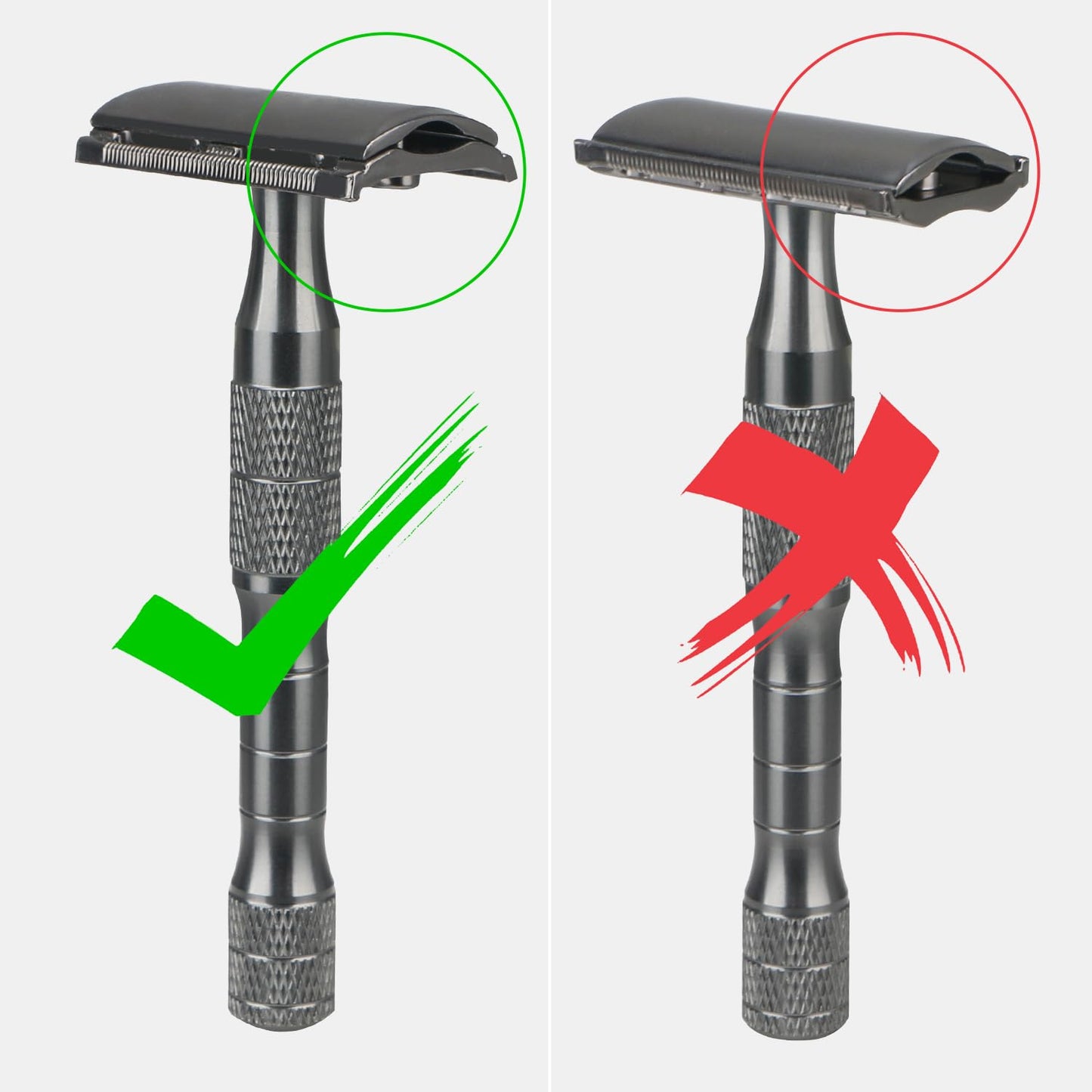 Gun Black Safety Razor, Single Blade Razors for Men, with 10 Platinum Coated Stainless Steel Double Edge Safety Razor Blades, Smooth & Close Shave, Plastic Free, Sustainable