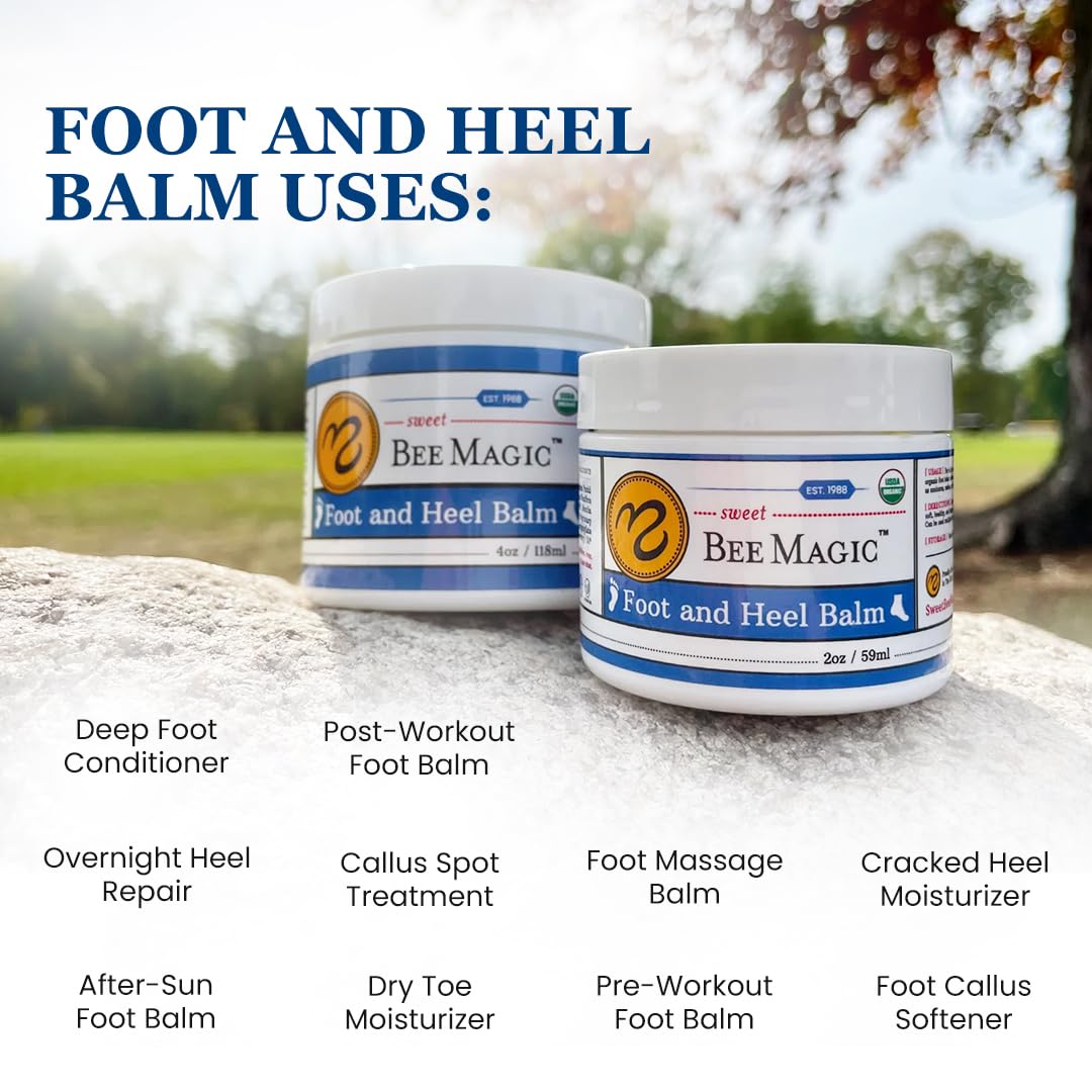Sweet Bee Naturals All-Natural Organic Foot and Heel Balm – Deep Moisturizing for Dry, Cracked Feet, Heel Care & Callus Softening – Smooth & Nourish Rough Skin – Made with Care – 3 Jars (12 OZ)