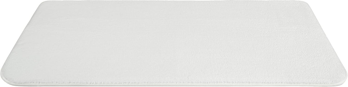 American Soft Linen 21x32 Fluffy Foamed Slip Reducer Bath Rug, Machine Washable Area Bath Mat Rugs for Bathroom, White