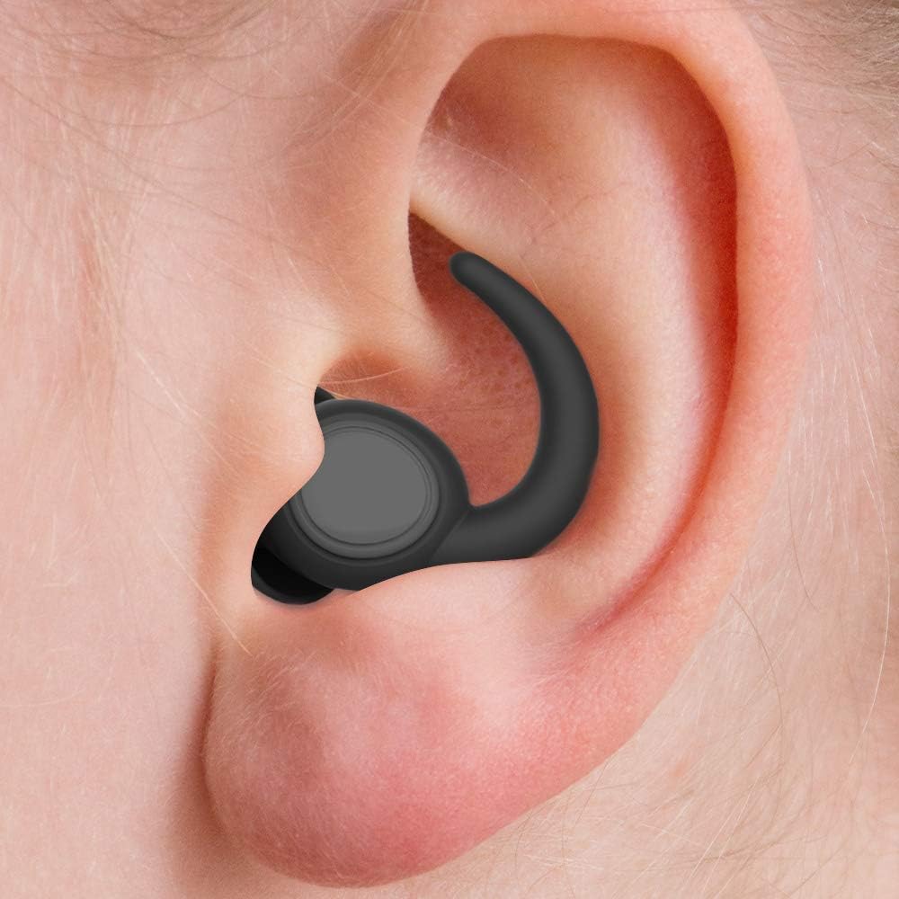 WUTAN Ear Plugs for Sleeping Noise Cancelling 14-38dB, Comfortable Soft Reusable Silicone Ear Plugs Noise Reduction Earplugs for Sleep Concert Work Airplane Travel (earplugsBLACK RED, S/L)