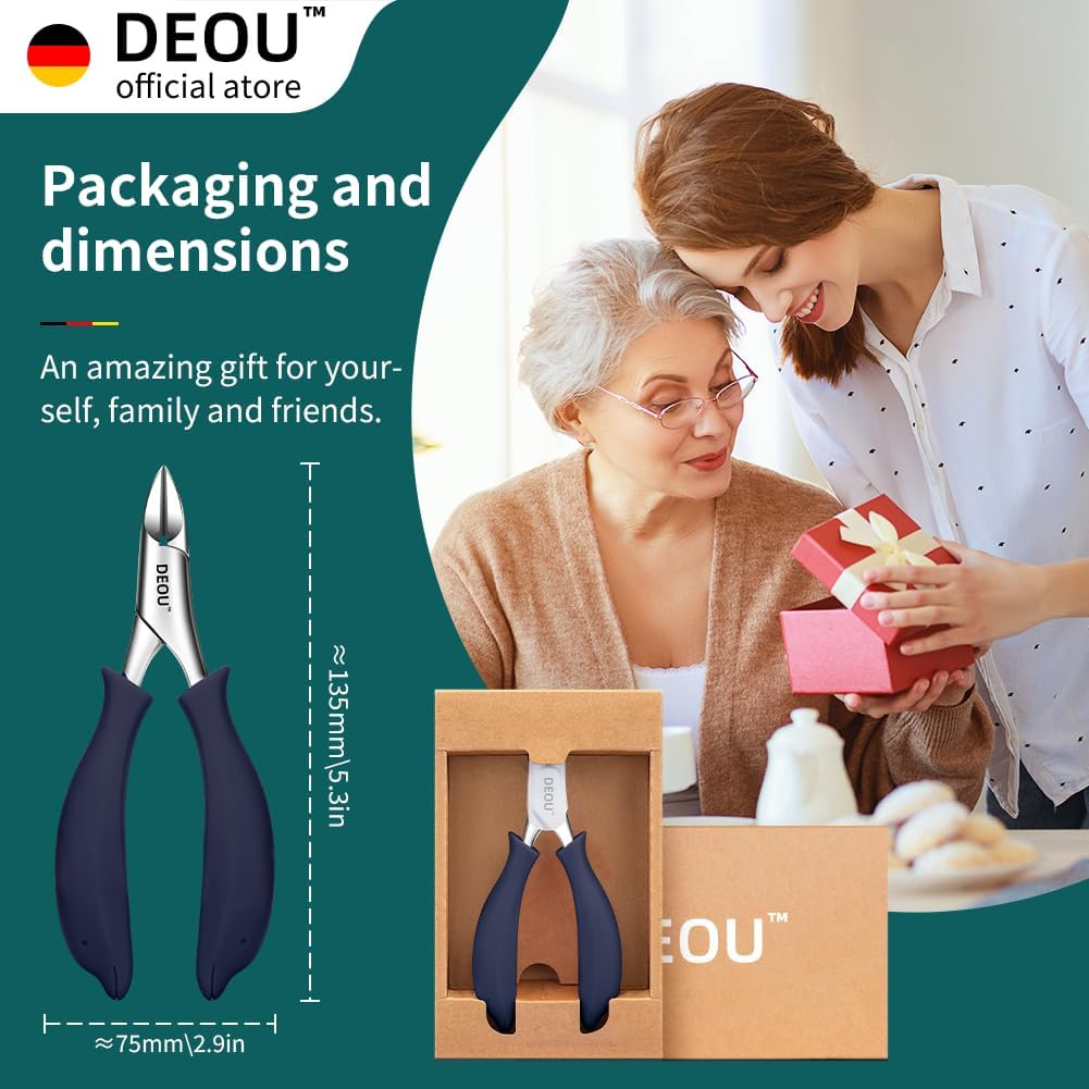 Professional Stainless Steel Podiatrist Nail Clippers, Heavy Duty Manicure Pliers for Thick Nails, Pedicure Toe Nail Clippers Tools for Men Women