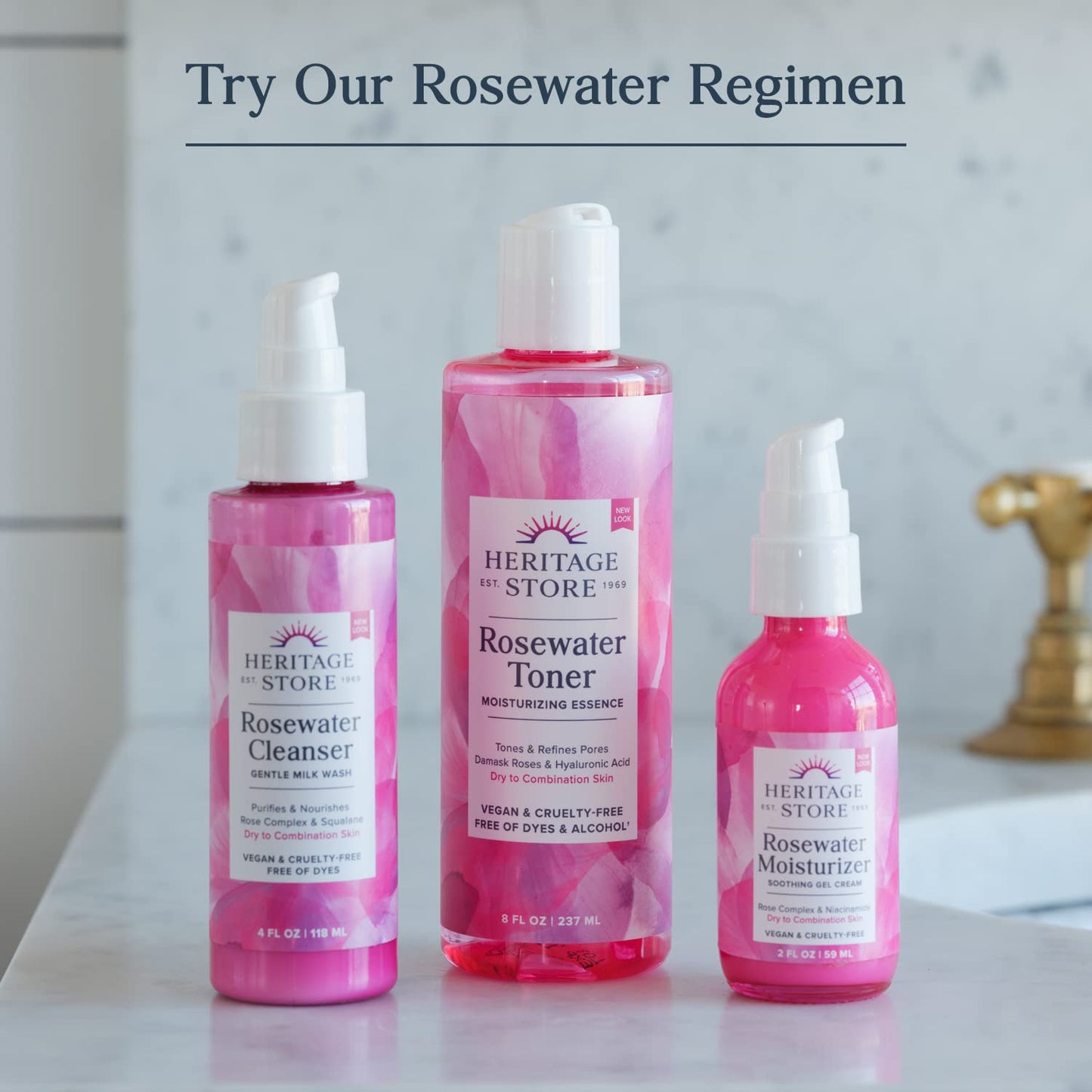 HERITAGE STORE Rosewater - Refreshing Face Mist with Damask Rose, All Skin Types - Hydrating Rose Water Spray for Glowing Skin Care - No Dyes or Alcohol, Hypoallergenic, Vegan, 60-Day Guarantee, 4oz