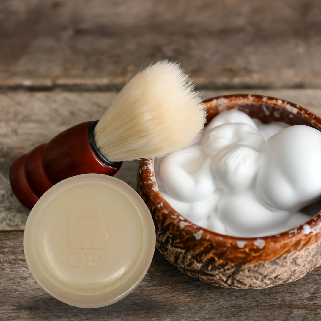 GBS Men's Shaving Soap 97% All Natural Enriched With Shea Butter and Glycerin, Creates Rich Lather Form (3 Pack Fragrance Free)