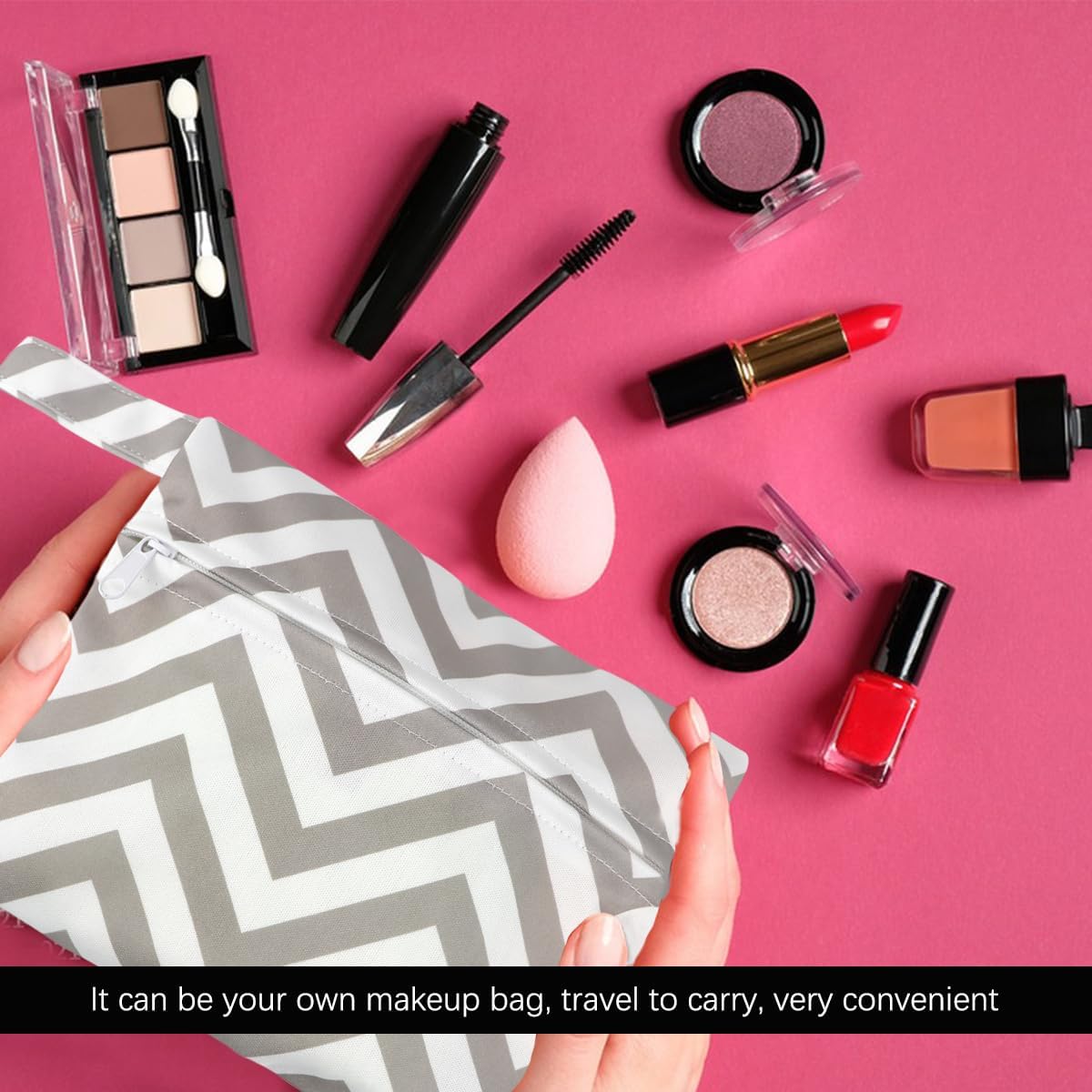 Sanitary Napkin Storage Bag Menstrual Pads Holder Bag Waterproof Period Bag Tampons Collect Bag Portable Mini Storage Pouch with Zipper for Women Girls (Pinstripe)