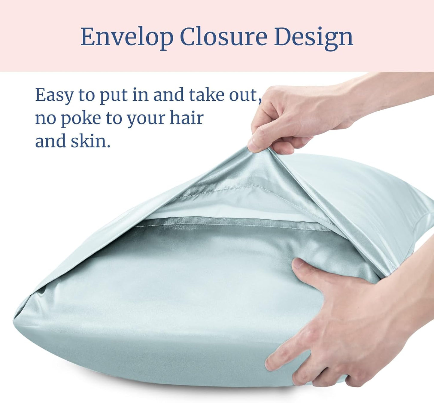 BEDELITE Satin Pillowcase for Hair and Skin, Super Soft and Cooling Similar to Silk Pillow Cases 2 Pack with Envelope Closure, Gift for Women Men(20"x30" Queen Size, Stone Blue)