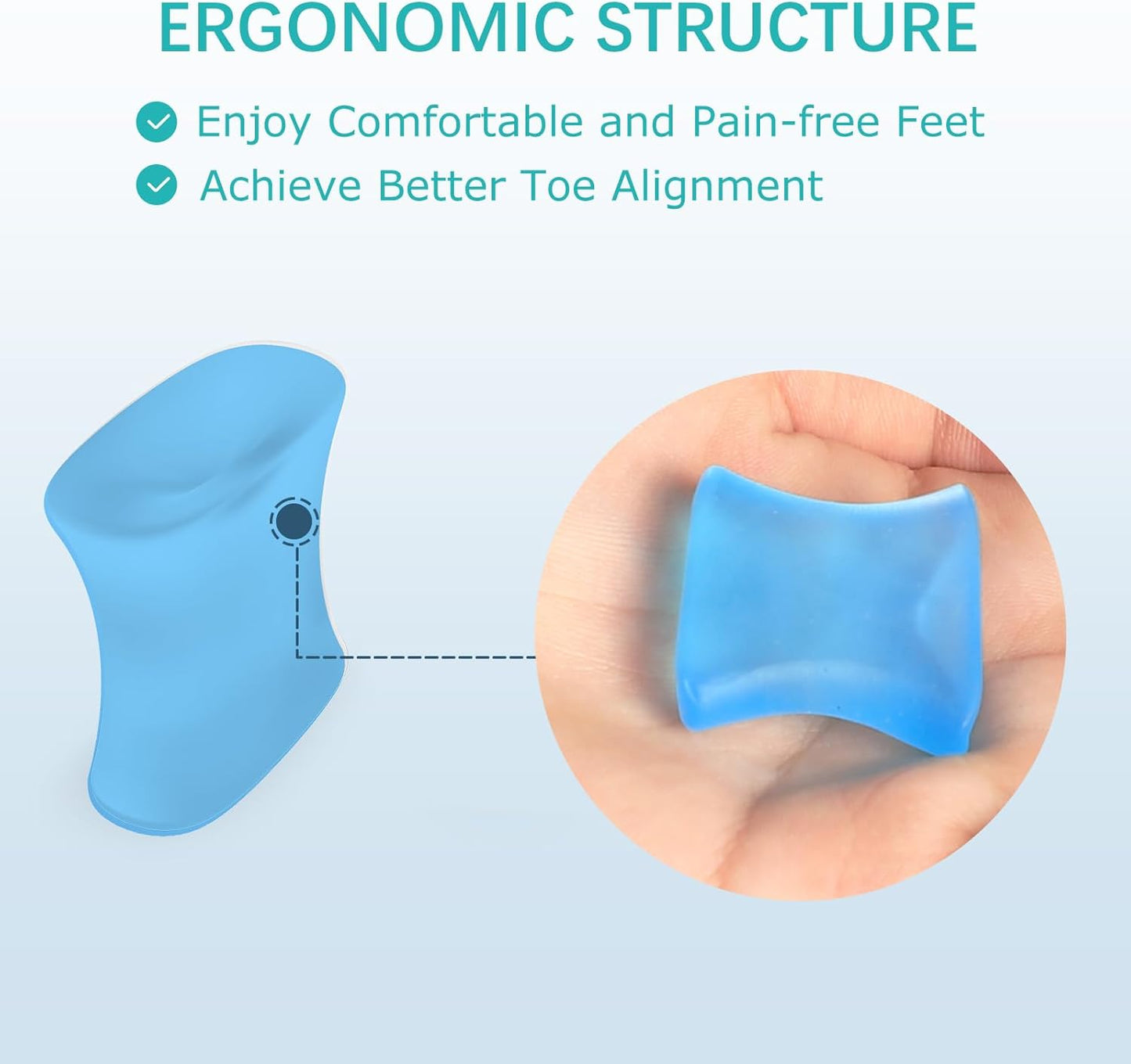 Upgraded Gel Toe Separators – 12-Pack Bunion Pads – Toe Spacers for Straightening Overlapping Toes, Bunions, Calluses – Soft Silicone Bunion Corrector for Men and Women(Medium Size)