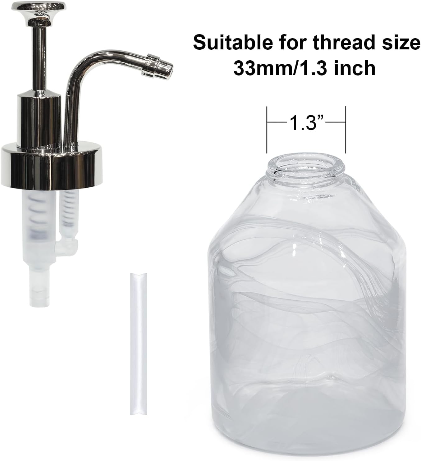Soap and Lotion Dispenser Pumps Replacement Head, ABS Material Wider Mouth Bottle of 33mm (1.3inch) Gloss Smooth Action Pump, Rust Proof & Leak Proof for Soap Lotion Bottle Upcycling (Silver)