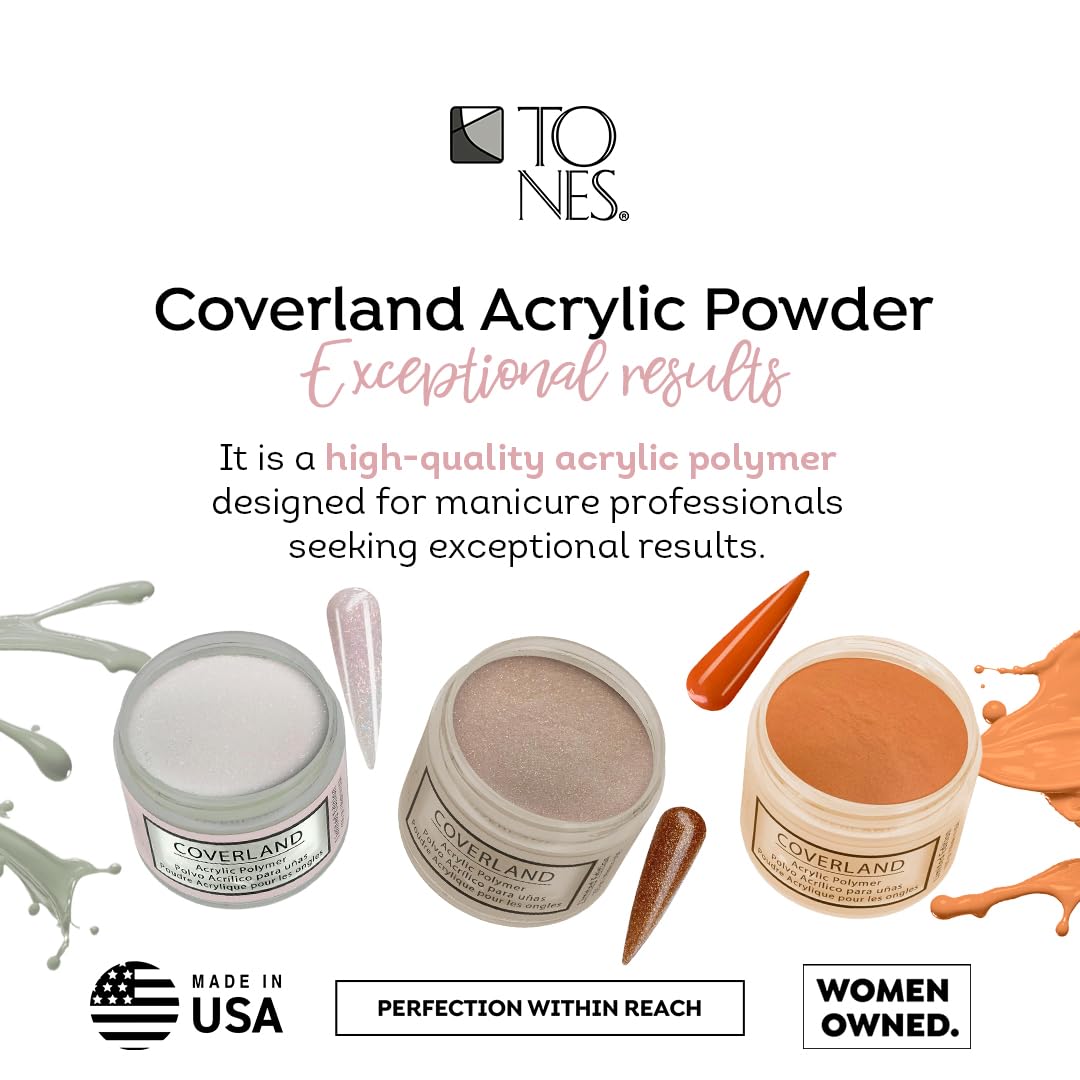 Tones Coverland Acrylic Nail Powder "Eiffel Glow" - Limited Edition Acrylic Powder for Nail Design, Sculpting, and Masking Nail Bed Imperfections - (1.5 Oz)