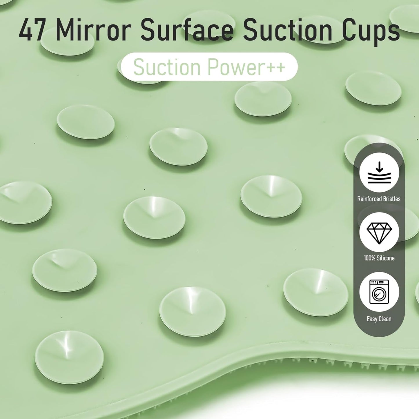 XL Shower Foot Scrubber Mat, Silicone Feet Massage Cleaner Dead Skin Toes Clean Pad without Bending Non-slip Suction Cups -Improve Circulation for Feet Beauty Exfoliate Smooth Achy 17.2*13" Sage Green