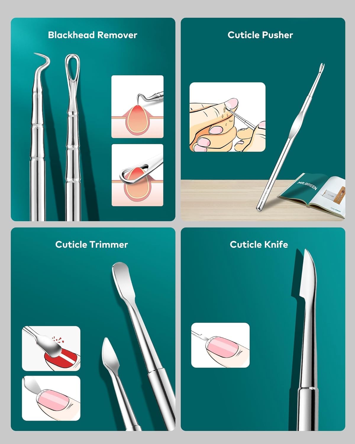 MR.GREEN 12-in-1 Manicure & Pedicure Set – Professional German Stainless Steel Nail Clippers,Cuticle Tools & Nail Care Kit, Travel Grooming Kit for Men & Women with Leather Case (Caramel Brown))