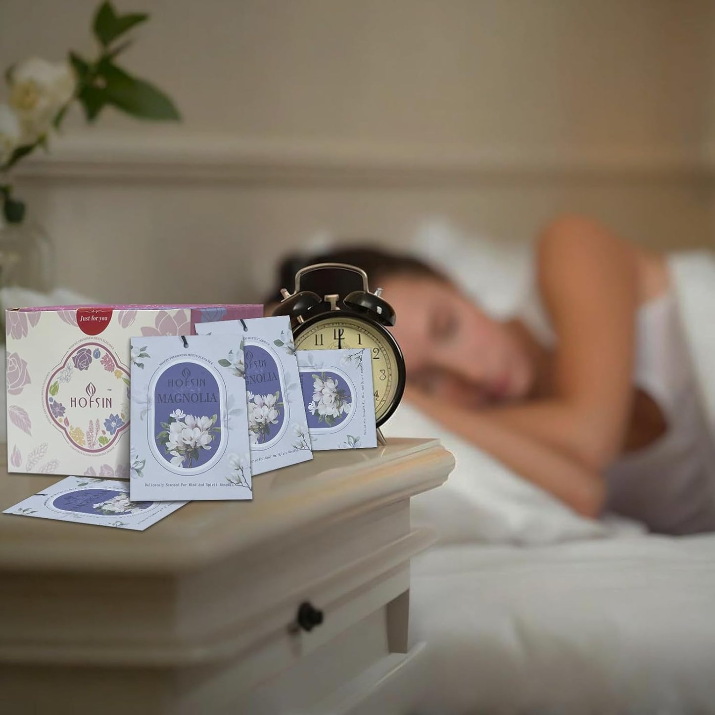 12 Packs Fragrance Bags with Hanging Strings, Air Freshener Deodorizer for Closet and Drawer,6 Scents Option- Lavender,Magnolia,Jasmine,Rose,Osmanthus,Gardenia (Magnolia)