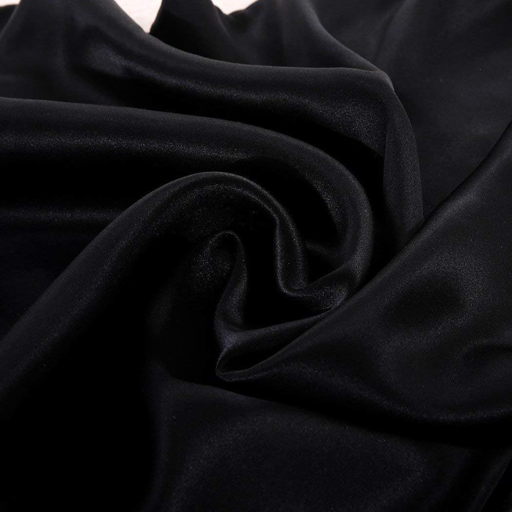 JUWENIN,Luxury Satin Pillowcase with Zipper (Silky Satin Pillow Case for Hair) Set of 2 (Standard, Black)