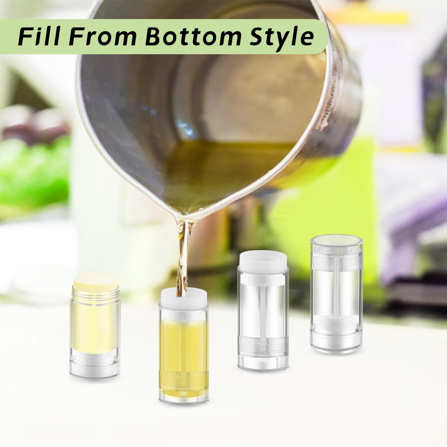 10 Pcs Empty Deodorant Containers Bottom Fill Deodorant Bottles Refillable DIY Deodorant Tubes Lip Balm Tubes (clear, 15ml/0.5oz)