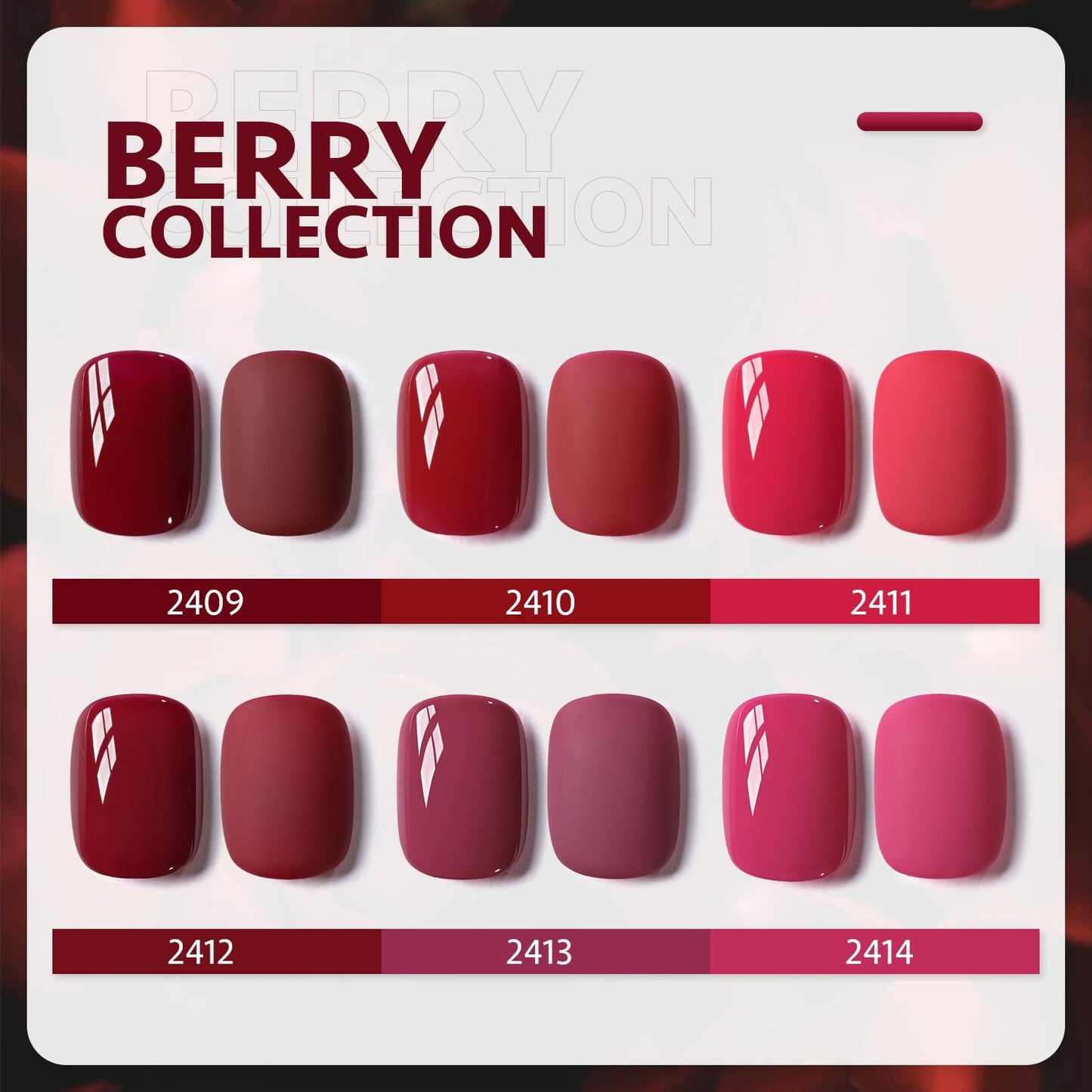 GAOY Berry Collection Gel Nail Polish, Hot Pink Burgundy Red Cherry Magenta Nails Gel Polish Kit for Salon Manicure and DIY at Home