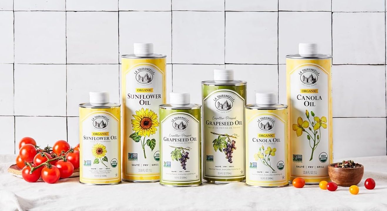 La Tourangelle, Organic Canola Oil, Expeller-Pressed Non-GMO Canola Seeds, Pesticide and Chemical Free, High Heat Neutral Cooking Oil, 16.9 Fl Oz