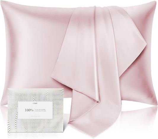 100% Pure Mulberry Silk Pillowcase for Hair and Skin - Allergen Resistant Dual Sides,600 Thread Count Silk Bed Pillow Cases with Hidden Zipper,1pc,King Size,Pink