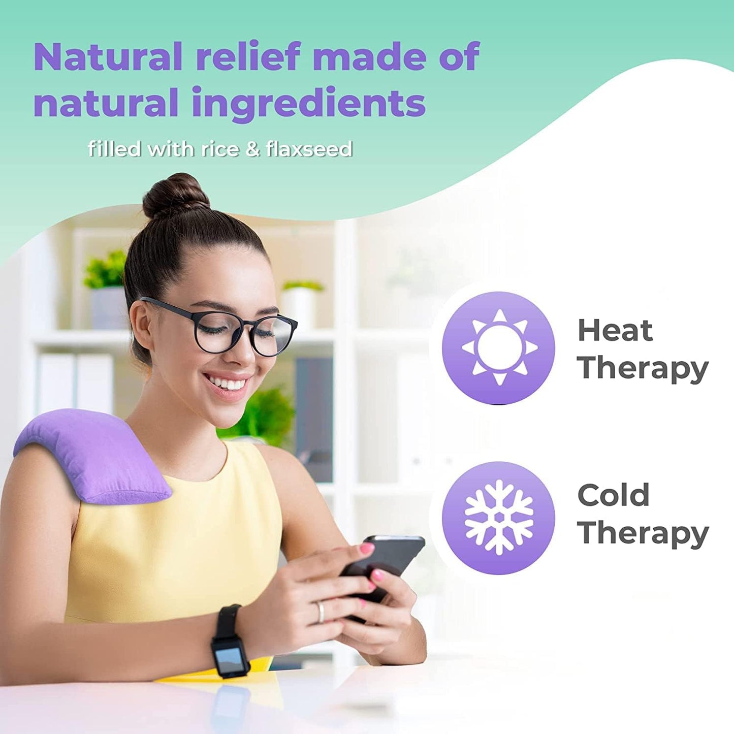 My Heating Pad for a Better Comfort - Moist Microwavable Heating Pads for Joint Pain and Sore Muscles - Microwave Hot Pack Heat Pad for Cramps - Chilled or Heated Pad Therapy Pillow - 3 Packs Purple