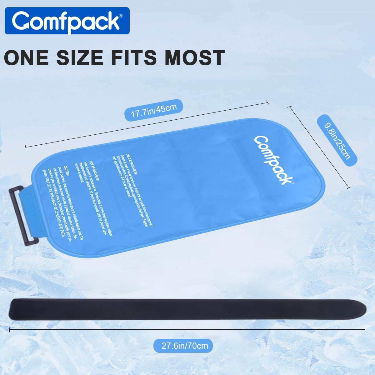 Large Ice Pack for Injuries Gel Pack for Lower Back Pain Relief Reusable Hot Cold Therapy Cold Pack for Back, Shoulder Elbow Pain, Hip Replacement Surgery, Knee Swelling, 9.8 × 17.7"