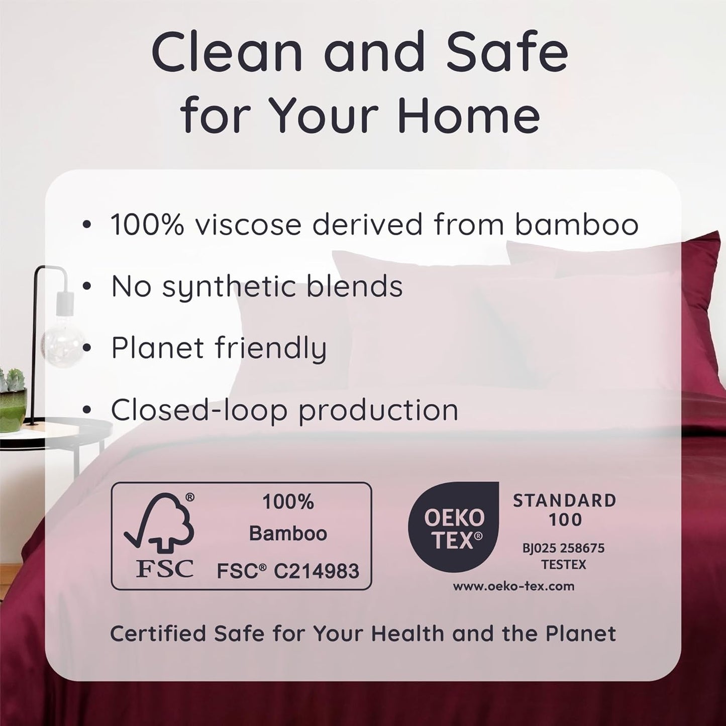 Bambaw 100% Viscose Derived from Bamboo Pillow Cases Queen Size Set of 2, Cooling Pillow Cases Queen Size, Breathable & Anti Acne Pillow Cases, Luxury Pillow Cases with Envelope Closure (Burgundy)