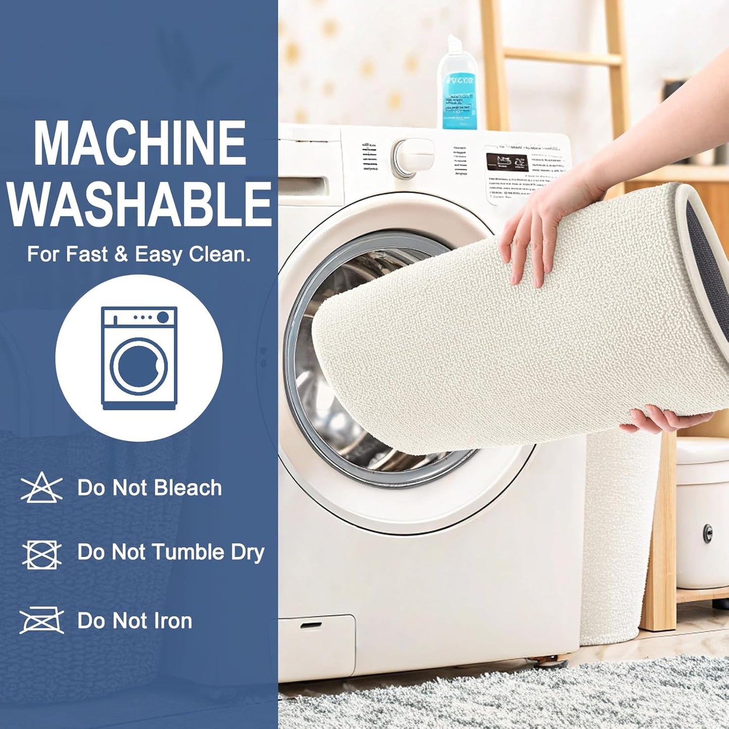 OLANLY Thick Memory Foam Bath Mat Rug 24x16, Extra Soft Absorbent Bathroom Rug, Quick Dry Bath Mats, Non-Slip, Machine Washable Carpet for Bathroom, Tub and Shower, Home Decor Accessories, Ivory