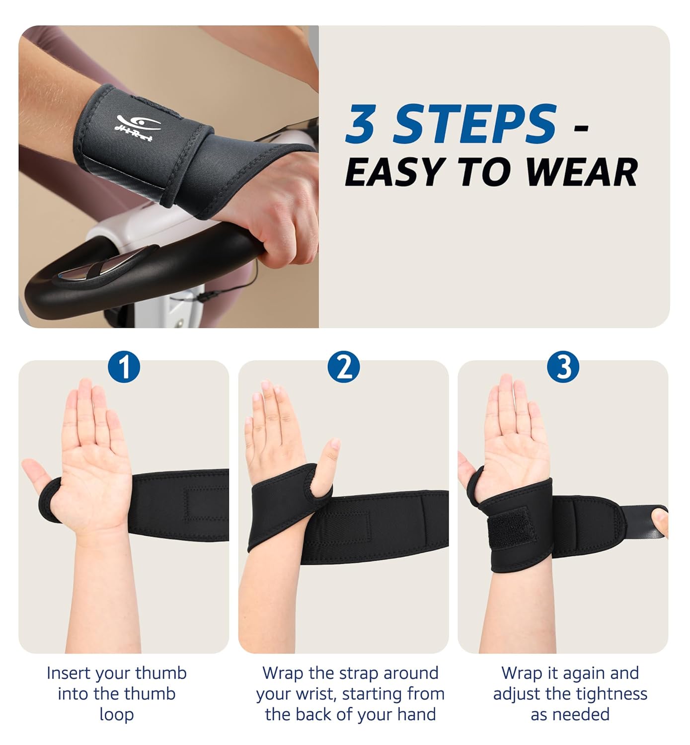 HiRui Wrist Brace 2 Pack - Pain Relief for Arthritis, Tendonitis, Carpal Tunnel | Durable Wrist Wraps Support for Weightlifting Powerlifting Bodybuilding CrossFit Tennis | One Size Adjustable (Black)