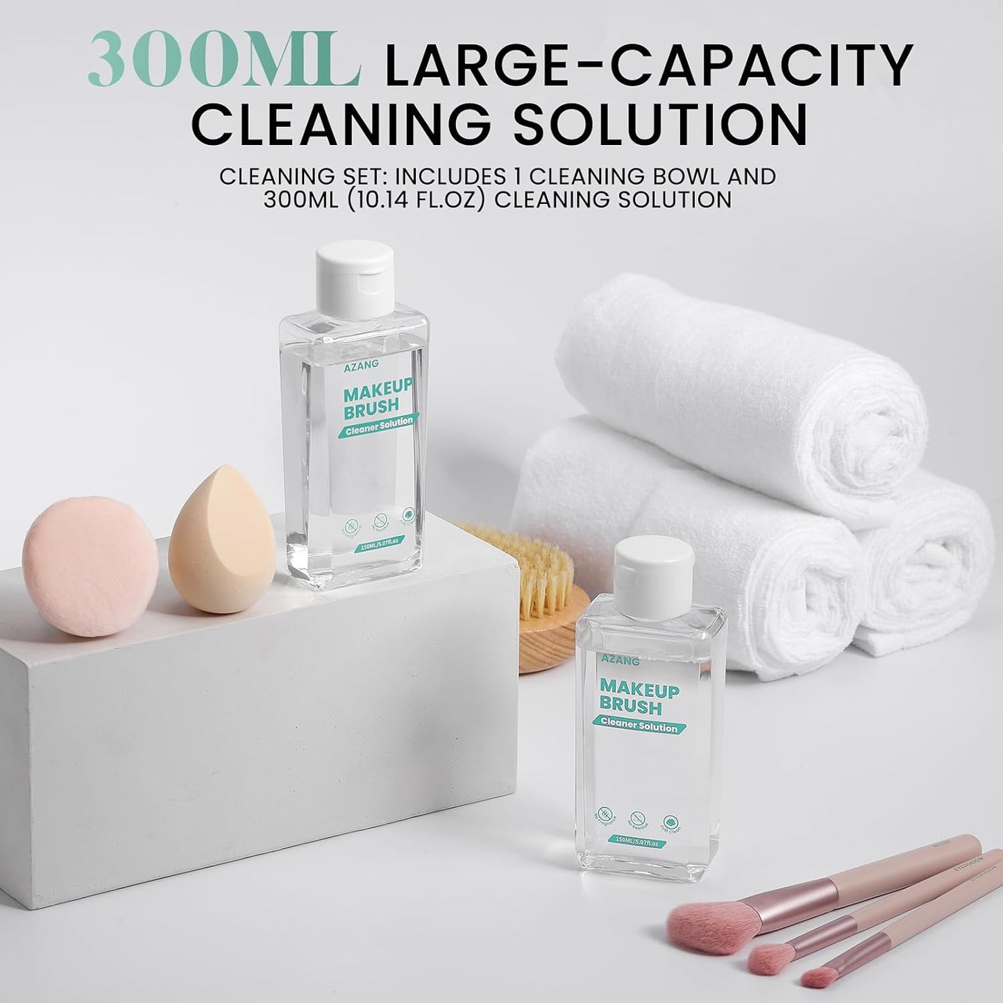 Makeup Brush Cleaner - 300ML Makeup Brush Shampoo and Bowl For Brushes, Sponge, Powder Puff,Deep Clean & Gentle Formula, Vegan & Cruelty