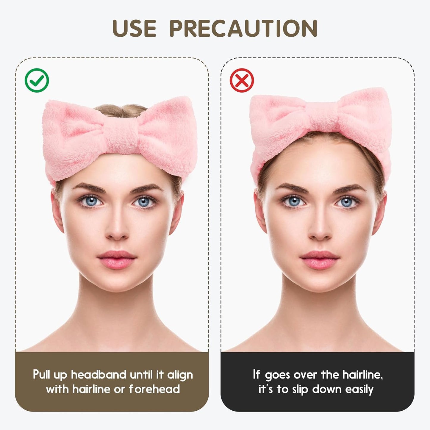 WSYUB Spa Headband and Wristbands for Face Washing,Face Wash Headband and Wristband Set,Black and Pink,6pcs