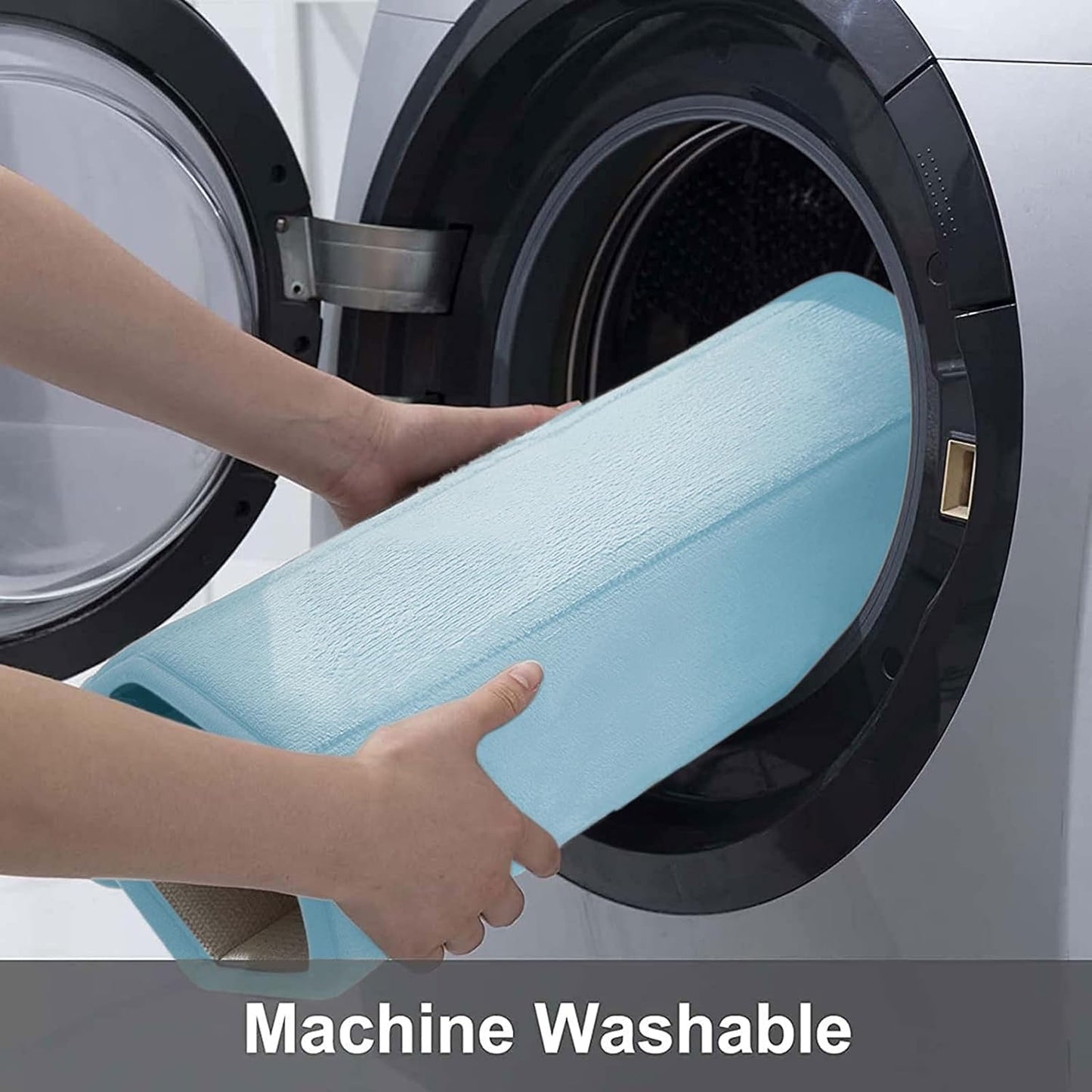 Buganda Memory Foam Bath Mat, 24" x 16", Ultra Soft and Non-Slip Bathroom Rugs, Water Absorbent and Machine Washable Bath Rug for Bathroom, Shower, and Tub, Light Blue