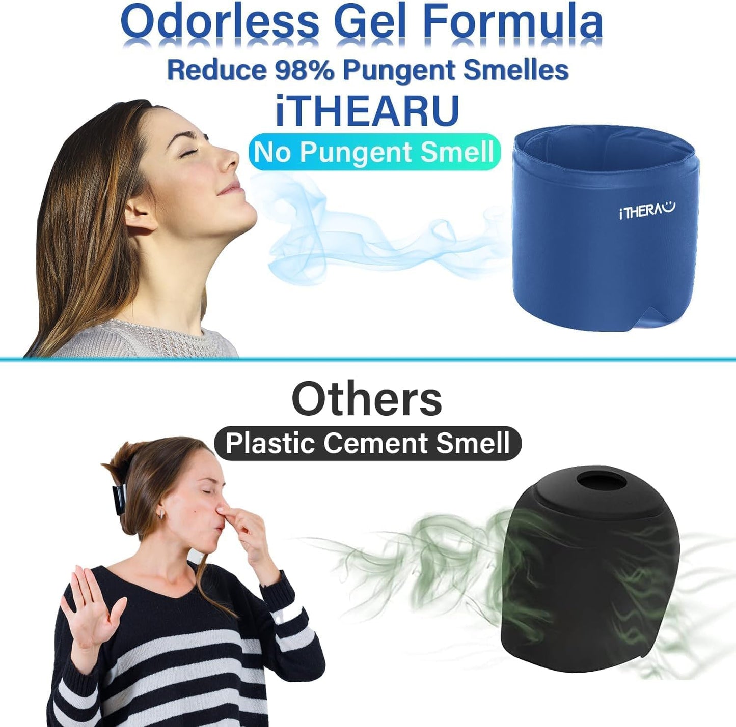 iTHERAU Migraine Relief Cap,Migraine Ice Head Wrap,Headache Ice Hat,Cold Therapy Headache Relief Cap for Migraine Eyes Mask Dark Blue Headache Ice Pack Stress Relief