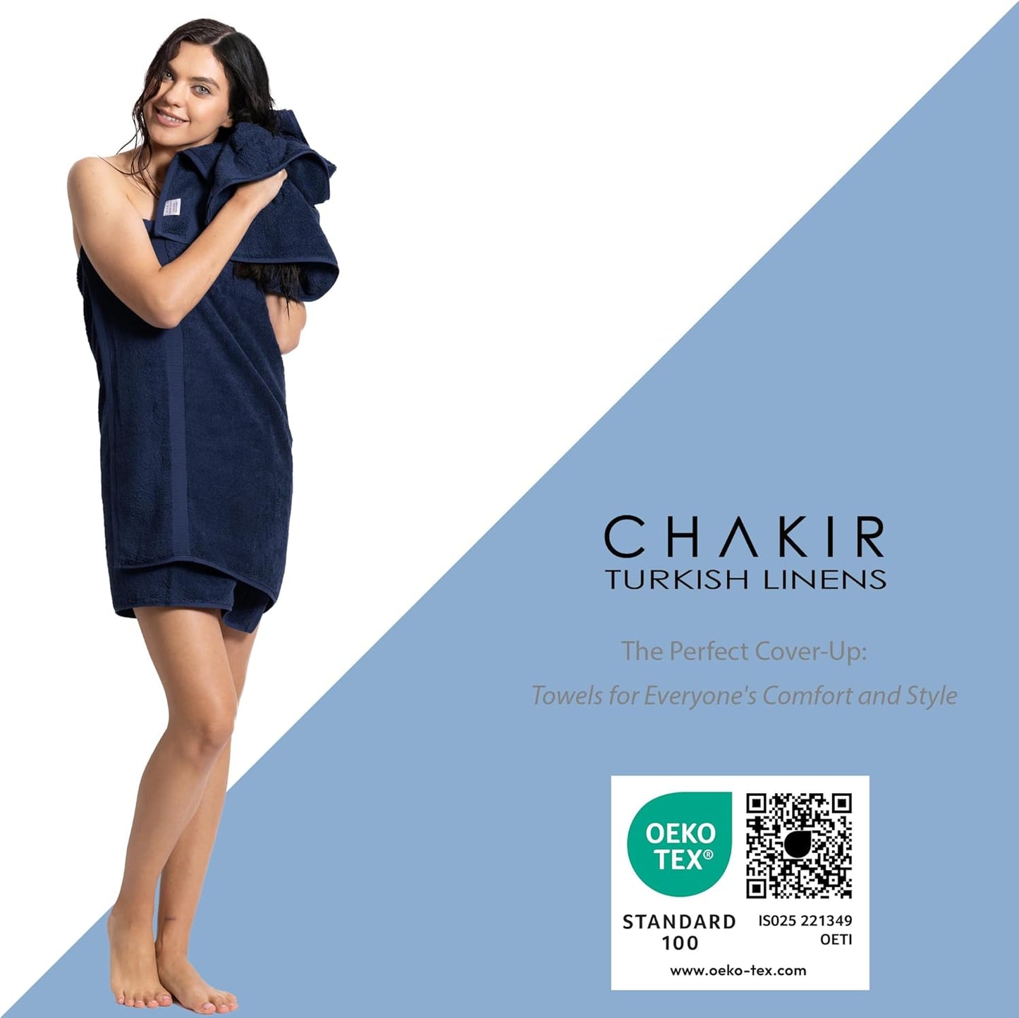 Chakir Turkish Linens Luxury Spa and Hotel Quality Premium Turkish Cotton 6-Piece Towel Set (2 x Bath Towels, 2 x Hand Towels, 2 x Washcloths)