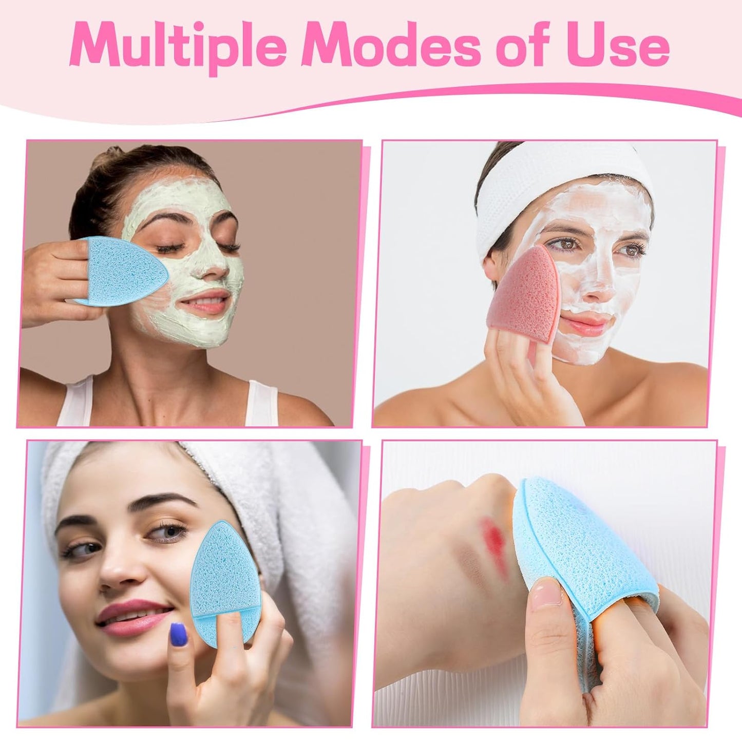 6 PCS Exfoliating Sponge for Face Reusable Facial Cleansing Sponges Makeup Remover Pads Colorful Soft Wash Puff for Daily Cleansing