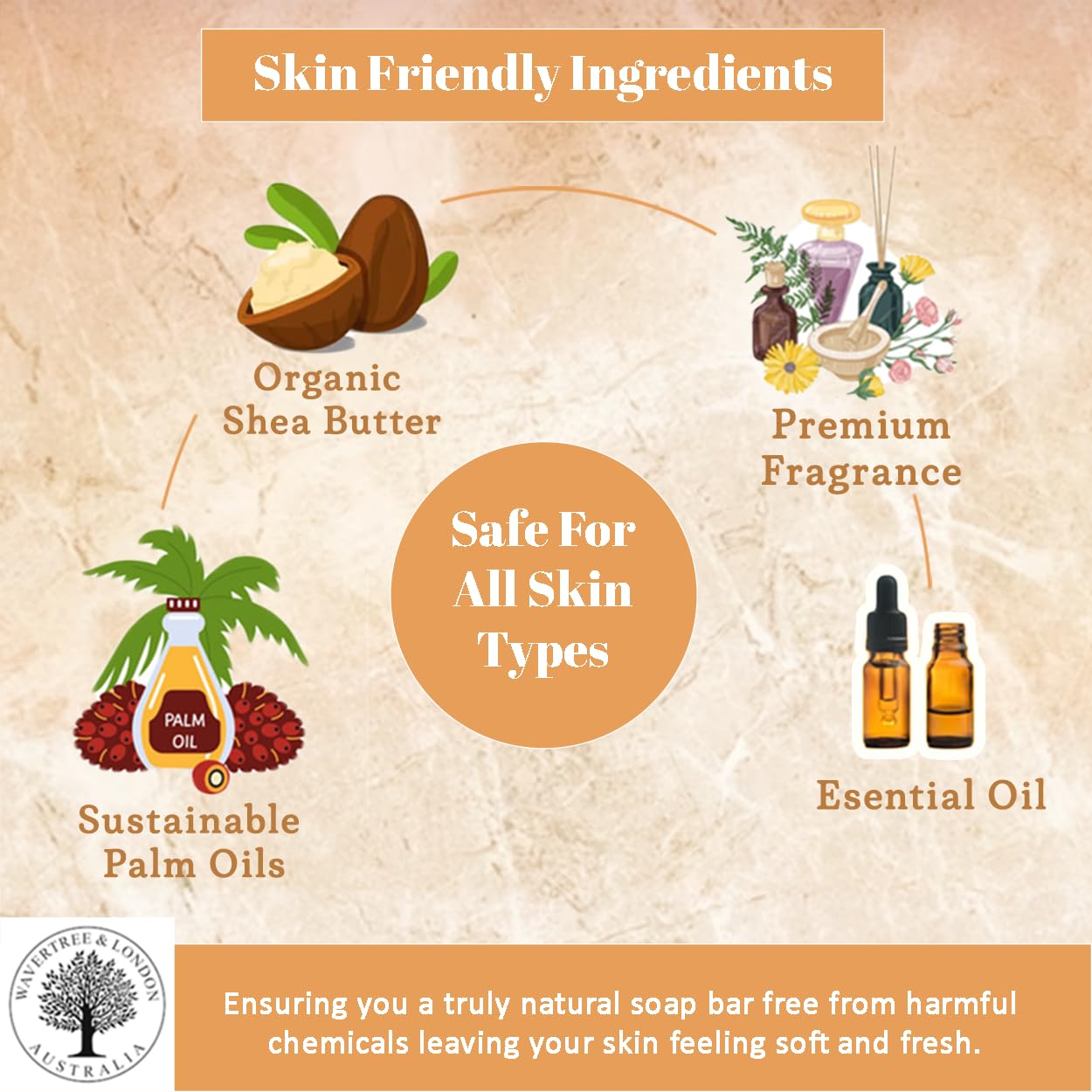 Wavertree & London Noir Scented Natural Soap (8 Bars), 7oz Moisturizing French Triple Milled Soap Bars enriched with shea butter - Pure Plant Oil Bath & Body Bars for All Skin Types