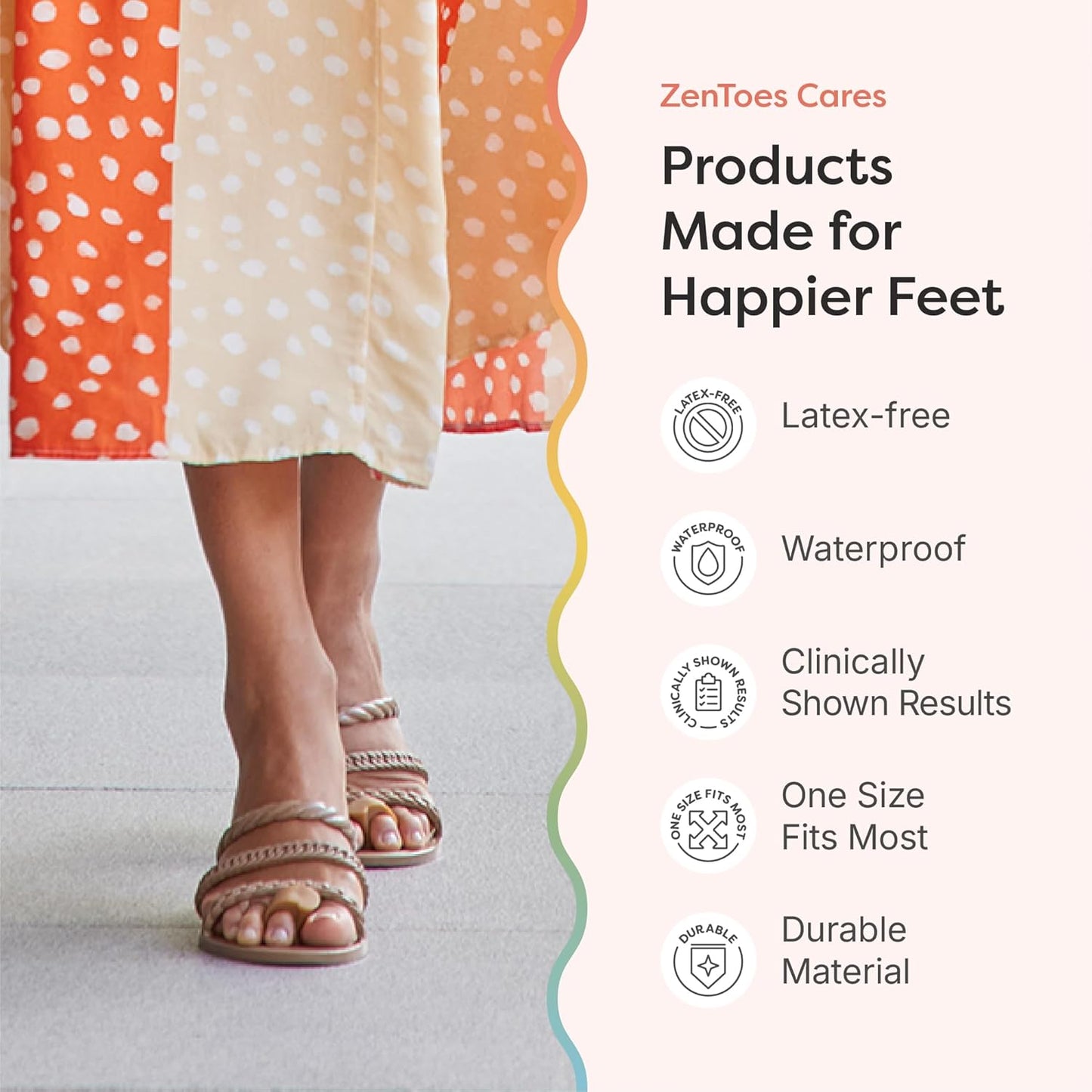 ZenToes Gel Toe Separators for Overlapping Toes, Bunions, Big Toe Alignment, Corrector and Spacer - 4 Pack (Honey)