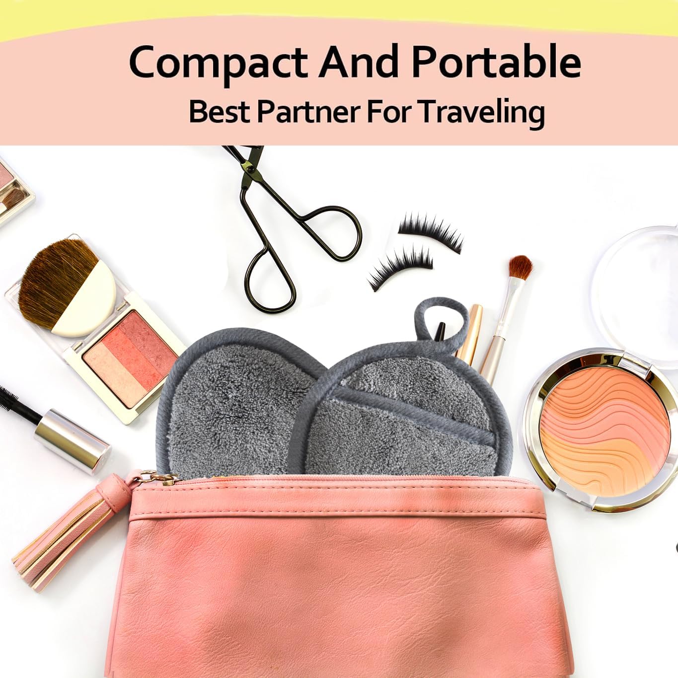 Reusable Makeup Remover Pads Soft Makeup Remover Cloths Washable Facial Makeup Cleansing Pads for Face,Lip,Eyes Grey 12PCS