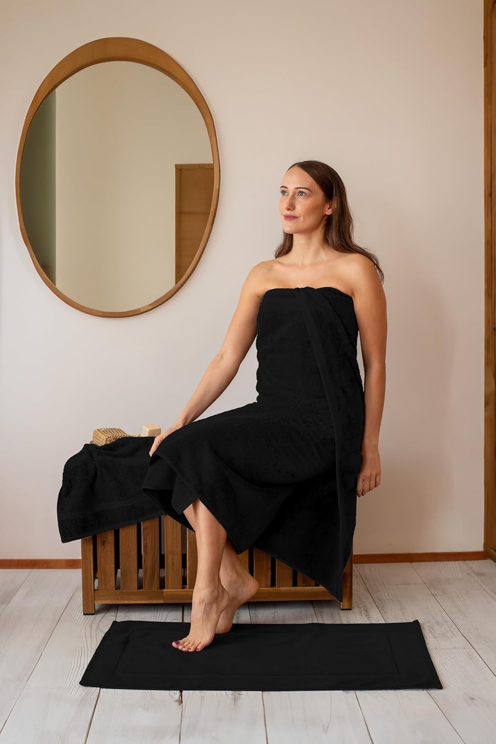 SALBAKOS 100% Turkish Cotton Jumbo Bath Sheet Towel Oversized 40x80 inch | Premium Hotel & Spa Quality, Soft, Absorbent, XL Bath Towels | Made in Turkey (Pack of 1, Black, Jumbo Bath Sheet)