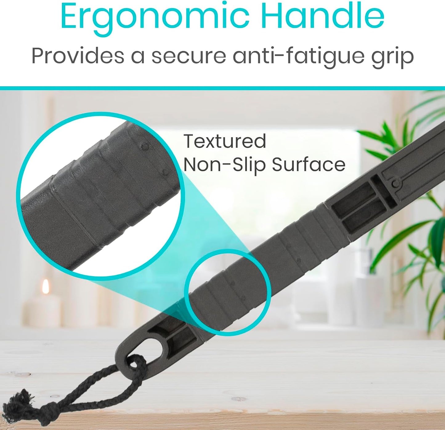 Vive Long Handled Loofah on a Stick - Mesh Back Sponge for Bath, Reusable w/Extra Pouf - Exfoliating Scrubber for Elderly & Disabled, Soft Loofa for Bathing Men & Women